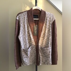 YOUNG THREADS NWT Kimono Chocolate Brown Thermal cardigan Size Large